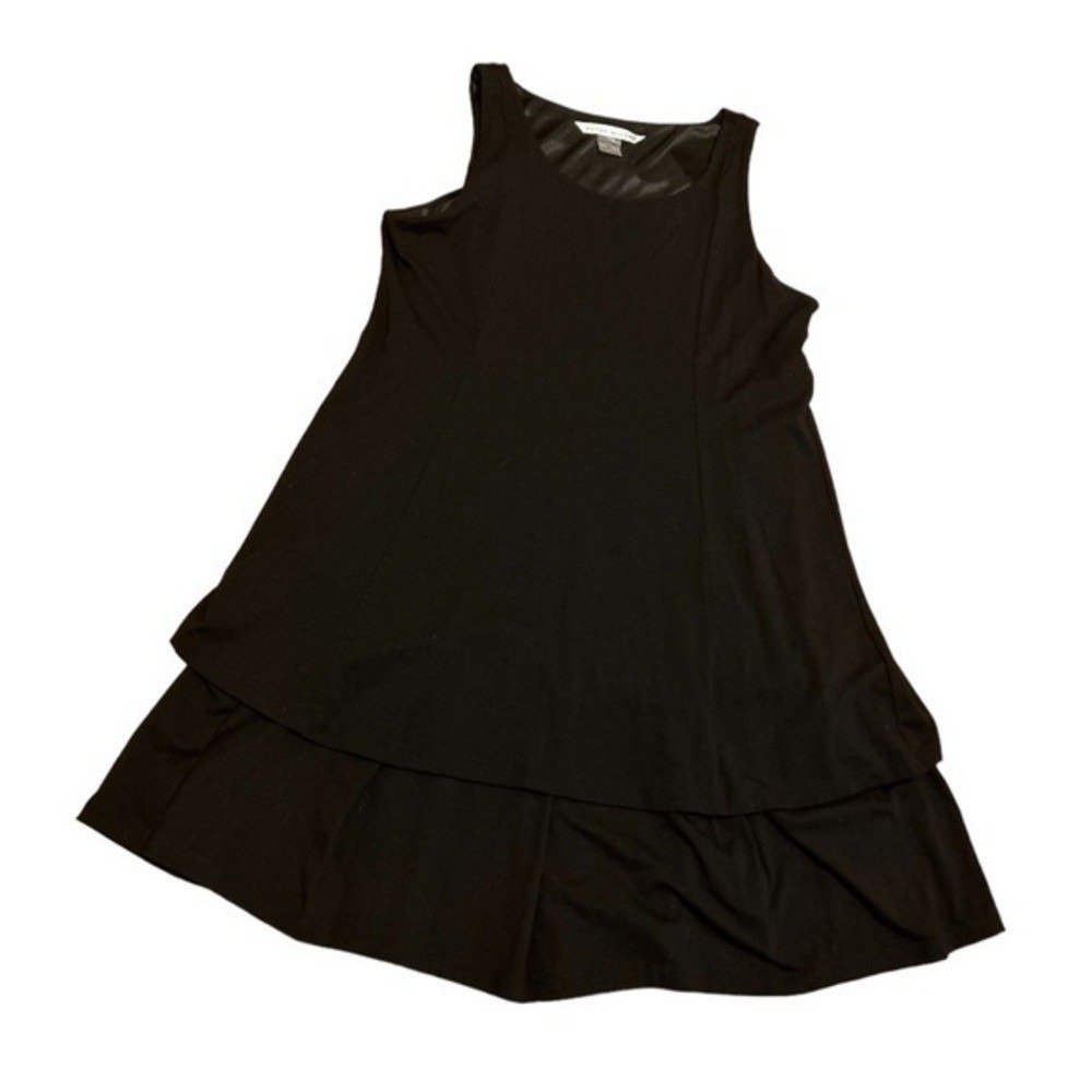 Peter Nygard Lagen Minimalist Stretch Sleeveless Black Small Layered Swing Dress